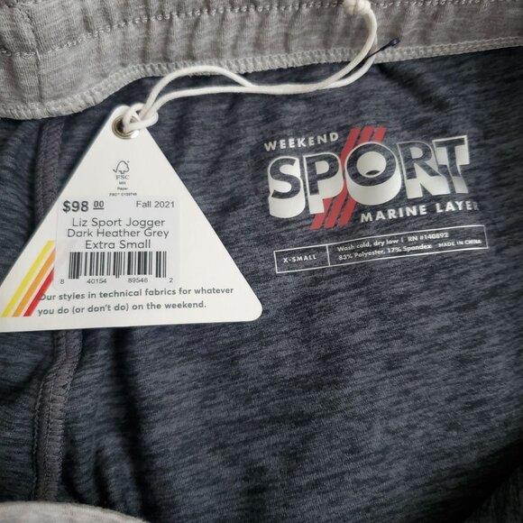 Marine Layer Liz Sport jogger dark heather grey sz XS drawstring womens new - Picture 8 of 14